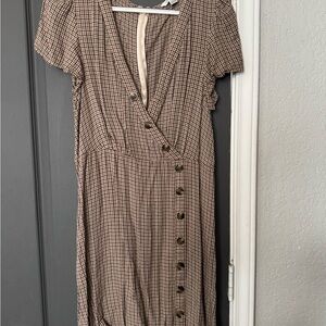 Plaid Button-Down Dress